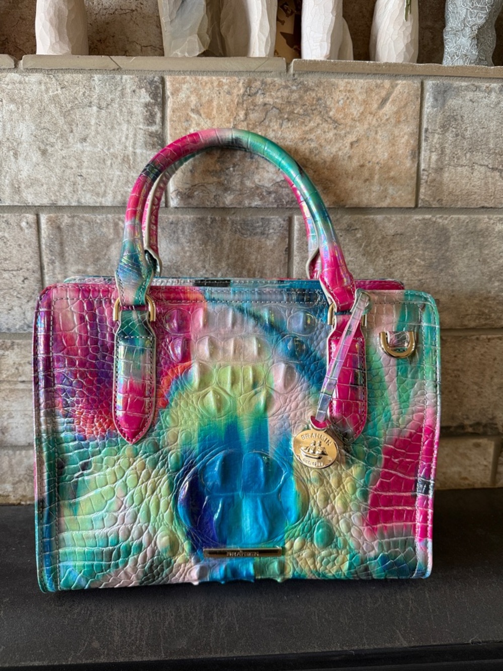 Brahmin Impression Cami Croc-Embossed Leather Satchel- 2 Eyes!